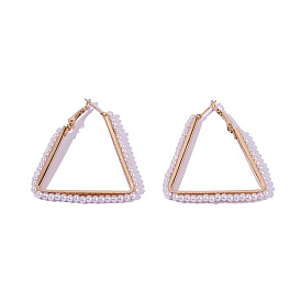 Chic Geometric Triangle Pearl Earrings for Women - Fashionable and Minimalistic Ear Accessories
