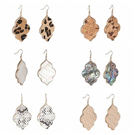Chic Geometric Leopard Print Abalone Shell Inlay Earrings - Versatile and Elegant Jewelry