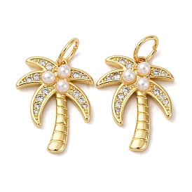 Латунные микро проложить кубического циркония подвески, кокосовая пальма, с абс пластмассовыми жемчужными бисером, долговечный, без кадмия и без свинца, стойки покрытие, с целью перехода в кольце