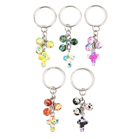 5pcs porte-clés turquoise synthétique, avec les accessoires en fer