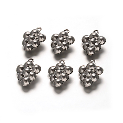 Винограда 304 из нержавеющей стали шарма подвески, 14.5x10x5.8 мм, отверстие : 1 мм