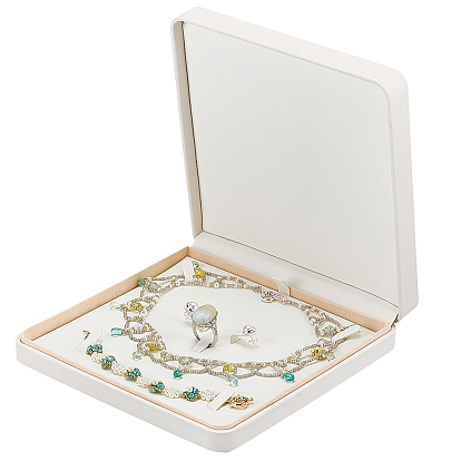 Coffrets de rangement pour bijoux en cuir PU, carrée