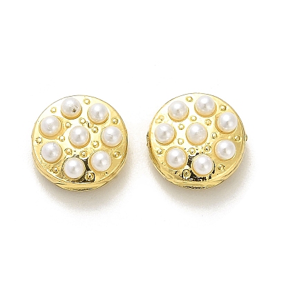 Стойки обшивки латунные бусины, с пластиковой жемчужины, долговечный, без свинца и без кадмия, плоско-круглые