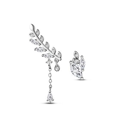 TINYSAND 925 Sterling Silver Olive Leaf Stud Earrings