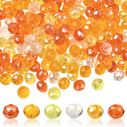 6 пряди 6 цвета гальванических стеклянных бусин пряди, гальваническое покрытие, граненые, рондель