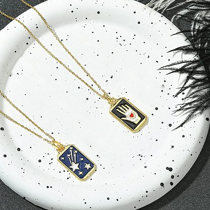 Прямоугольное таро 304 ожерелья из нержавеющей стали с эмалью для женщин, золотые