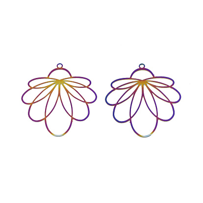 201 подвески из нержавеющей стали, гравированные металлические украшения, цветок
