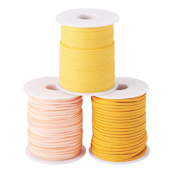 3 Rollen 3 Farben Wildlederimitat Kordel, Kunstwildleder Spitze