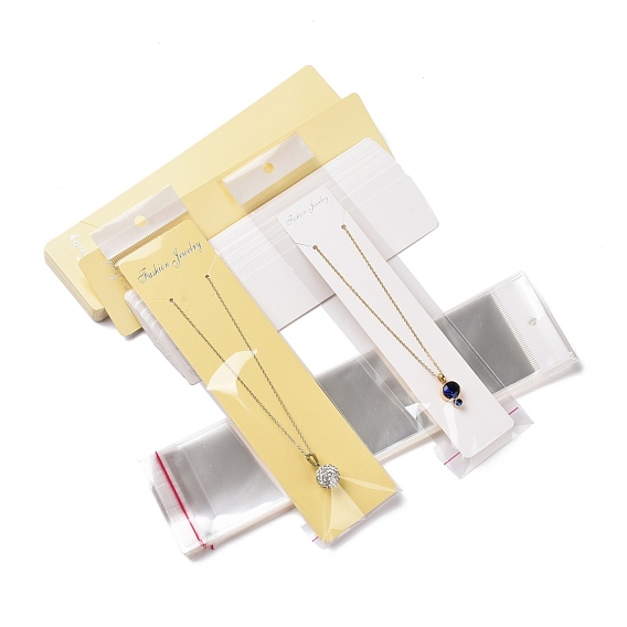 60 шт 2 цвета прямоугольник бумажные ювелирные украшения дисплей карты, для подвешивания дисплея ожерелья, с 60 целлофановыми пакетами OPP