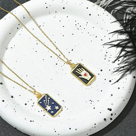 Прямоугольное таро 304 ожерелья из нержавеющей стали с эмалью для женщин, золотые