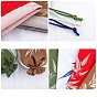 Silk Embroidery Leaf Storage Bags, Drawstring Pouches Packaging Bag, Rectangle