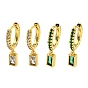 Серьги-кольца из латуни с микропаве из кубического циркония, реальный 18 k позолоченный, rctangle