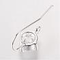 Long-Lasting Plated Brass Cubic Zirconia Earring Hooks, with Horizontal Loop