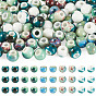 100Pcs 5 Colors Handmade Porcelain Beads, Round, Bright Glazed Porcelain