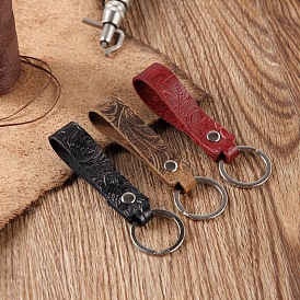Creative PU Leather Metal Keychain for Men, Stylish Keyring Accessory