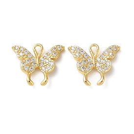 Brass Micro Pave Cubic Zirconia Charms, Butterfly Charms
