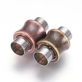 304 Stainless Steel Magnetic Clasps with Glue-in Ends, Column