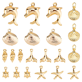 Тема морских организмов 21 шт 7 стили латунные подвески, разнообразные, без свинца, без никеля и без кадмия