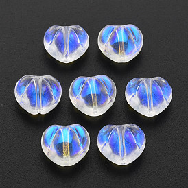 Electroplate Transparent Glass Beads, AB Color Half Plated, Heart