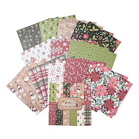 24 sheets 12 Styles 6 Inch Square Christmas Scrapbooking Paper Pads, for DIY Album Scrapbook, Background Paper