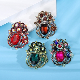 Zinc Alloy Brooches, with Glass Rhinestone