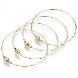 Brass Bangle, with Round Magnetic  Clasps, Nickel Free