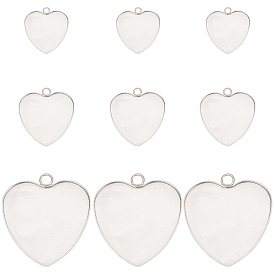 30шт 3 стили 304 настройки подвески из нержавеющей стали кабошон, чашки безель с краями, сердце