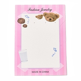 Rectangle Paper Earring Display Cards, Bear Print Jewelry Display Card for Earring Necklace Storage