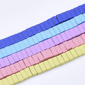 Spray Painted Non-magnetic Synthetic Hematite Multi-Strand Links, Two Hole Carrier Beads, For Tile Elastic Bracelets Making, Rectangle