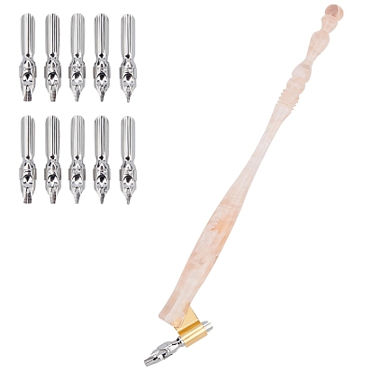 Держатель для ручки с косым пером из смолы для каллиграфии, со съемным латунным фланцем и 304 перьями из нержавеющей стали