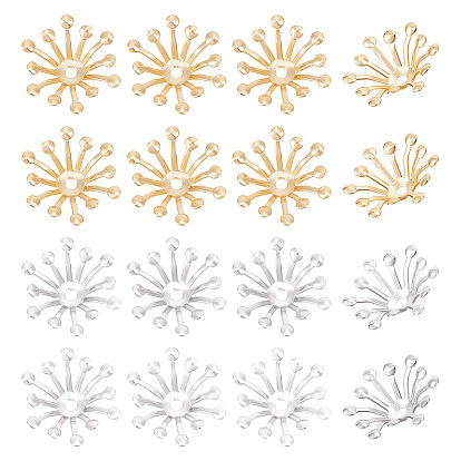 50шт 2 цвета латунные колпачки для бусин, мульти-лепесток цветка