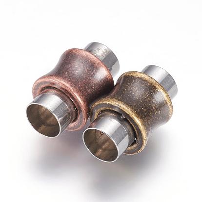 304 Stainless Steel Magnetic Clasps with Glue-in Ends, Column