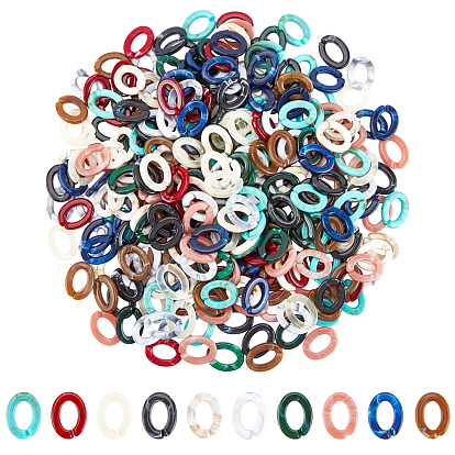 Acrylic Linking Rings, Quick Link Connectors, For Jewelry Chains Making, Imitation Gemstone Style, Oval