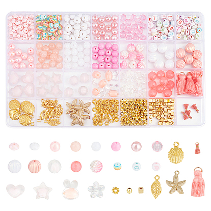 Сделай сам комплект драгоценностей, включая акриловые бусины и подвеску из сплава, для изготовления ювелирных изделий