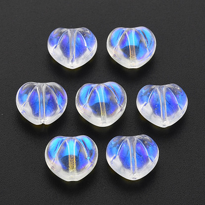 Electroplate Transparent Glass Beads, AB Color Half Plated, Heart