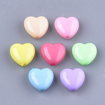 Opaque Solid Color Acrylic Beads, Heart