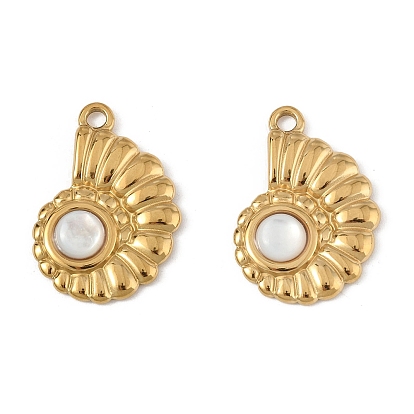 304 подвески из нержавеющей стали, формы раковины, с кошачий глаз, вакуумные покрытия, реальный 18 k позолоченный