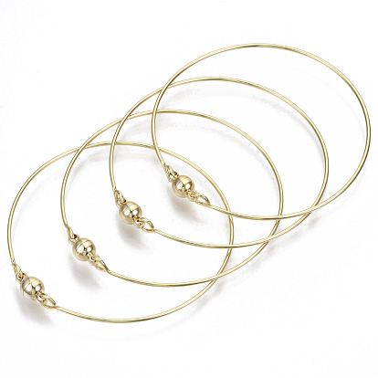 Brass Bangle, with Round Magnetic  Clasps, Nickel Free