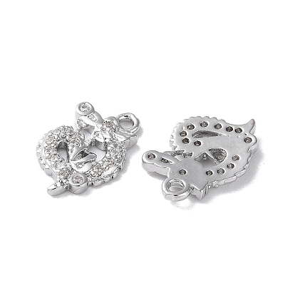 Brass Micro Pave Cubic Zirconia Charms, Dragon Charms