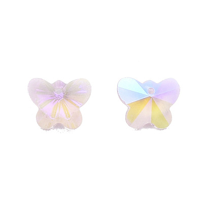 Electroplate Faceted Glass Pendants, Pointed Back, Butterfly