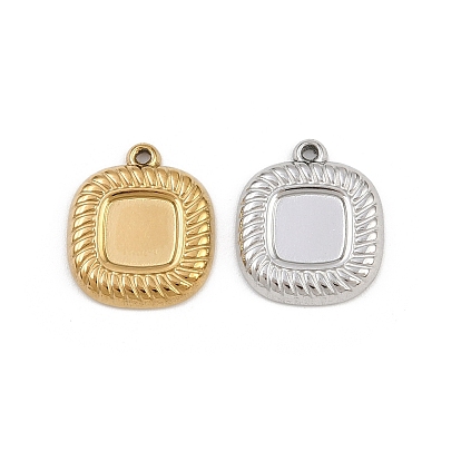 304 Настройки кабошон из нержавеющей стали кулон, квадратных амулеты, ионное покрытие (ip)