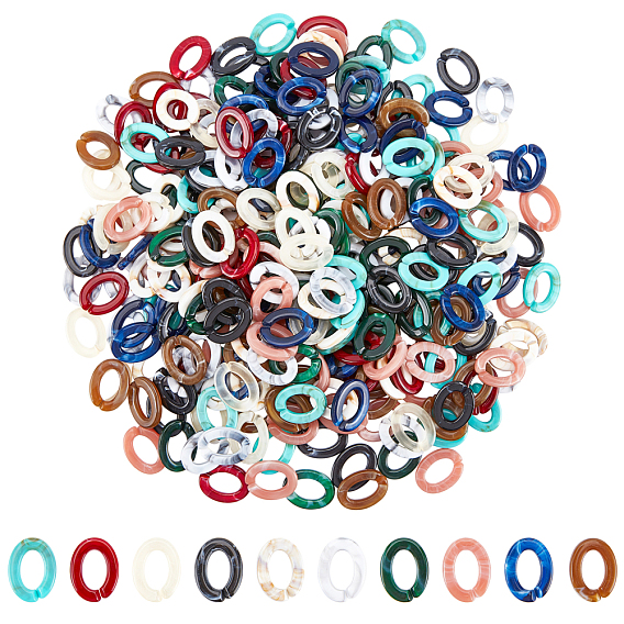 Acrylic Linking Rings, Quick Link Connectors, For Jewelry Chains Making, Imitation Gemstone Style, Oval