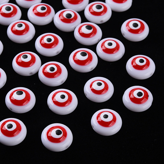 Transparent Acrylic Beads, with Enamel, Eye