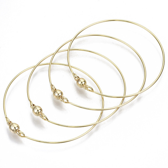 Brass Bangle, with Round Magnetic  Clasps, Nickel Free