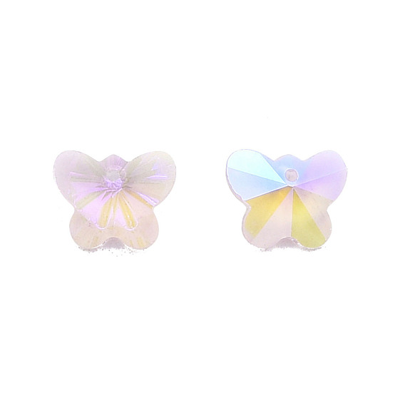 Electroplate Faceted Glass Pendants, Pointed Back, Butterfly