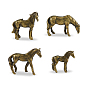 4 piezas 4 estilos de decoración de exhibición de caballos de aleación, para la decoración de la oficina en el hogar