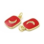 Brass Micro Pave Cubic Zirconia Pendants, with Enamel & Jump Ring, Rectangle with Star/Moon Charm