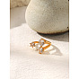304 Stainless Steel Cubic Zirconia Cuff Open Rings, Round