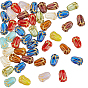 60Pcs Glass Beads, Tulip, Golden Metal Enlaced