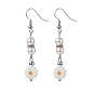 Plastic Pearl Daisy Pendant Dangle Earrings & Stretch Bracelet & Pendant Necklace, Opalite Beaded Jewelry Set for Women